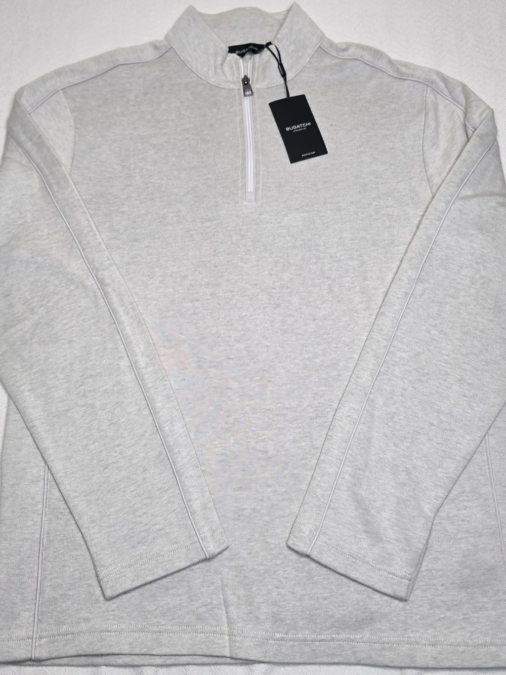 Bugatchi Men's Quarter Zip Pullover Sweater Gray Size L NWT
